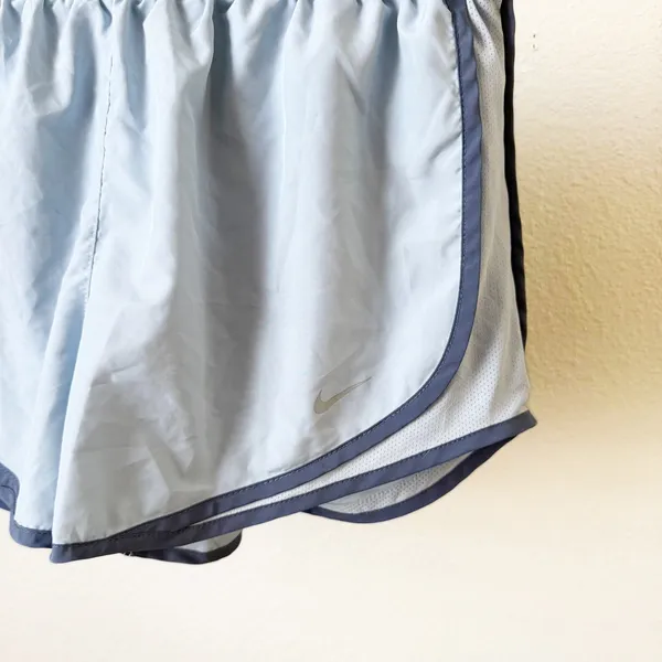 Nike‎ Dri Fit Running Shorts Light Blue Dolphin Hem Athletic Womens Size L - Image 5