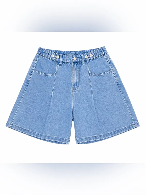 Yesfashion Women’s High-Waisted Wide Leg High rise Jorts Light Wash Size Large - Image 2
