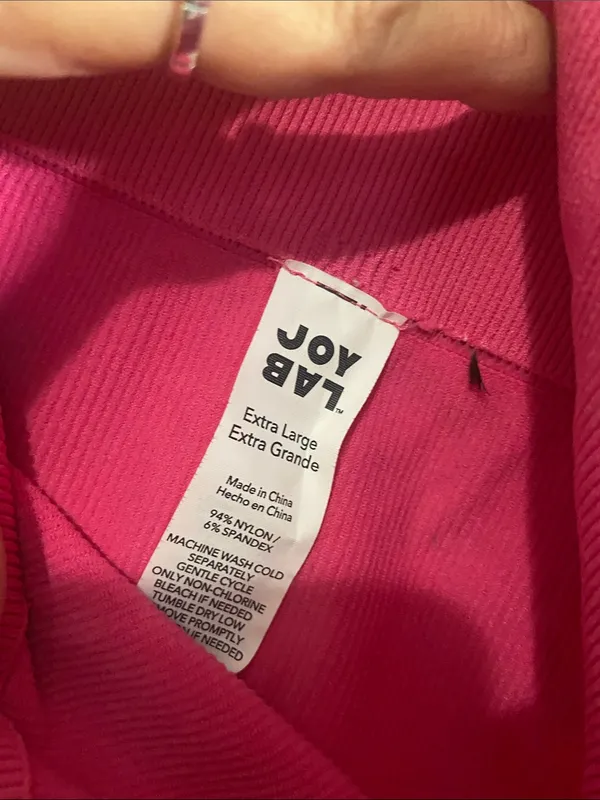 JoyLab High-Waist Ribbed Hot Pink Bike Shorts - Image 2