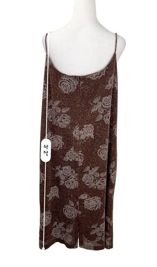 After Dark Copper Brown With Copper Specks Floral Size 16 Sleeveless Note Flaw - Image 11