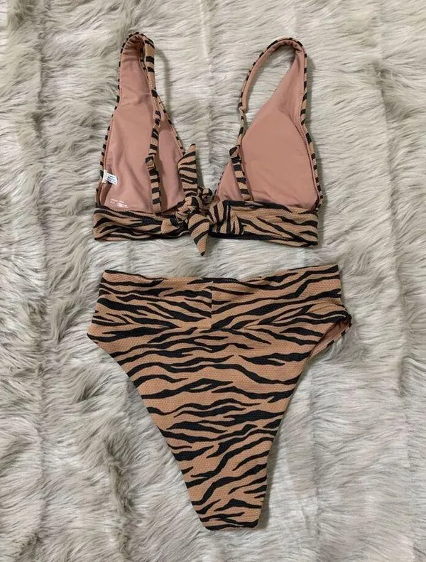 Aerie Pique Animal Print Bikini Small - Image 5