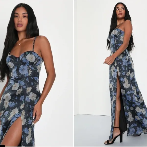 LULUS Bustier Sexy Floral Prom Wedding Chic Elegant Maxi Dress - Image 2