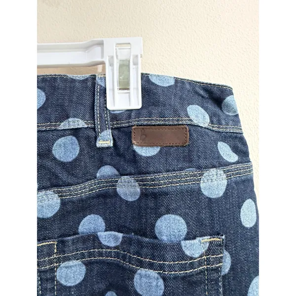 Boden Blue Polka Dot Denim Skirt Womens 14R Knee Length A-Line WG455 - Image 3