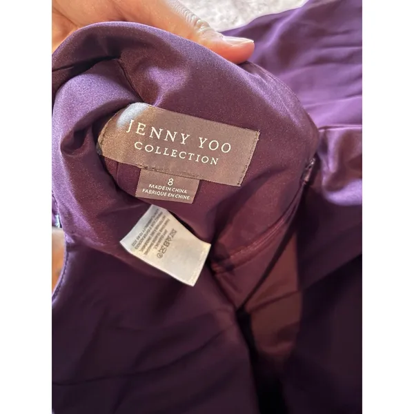Burgundy Jenny Yoo "Cecilia" Ruffled Chiffon Long Dress - Image 4