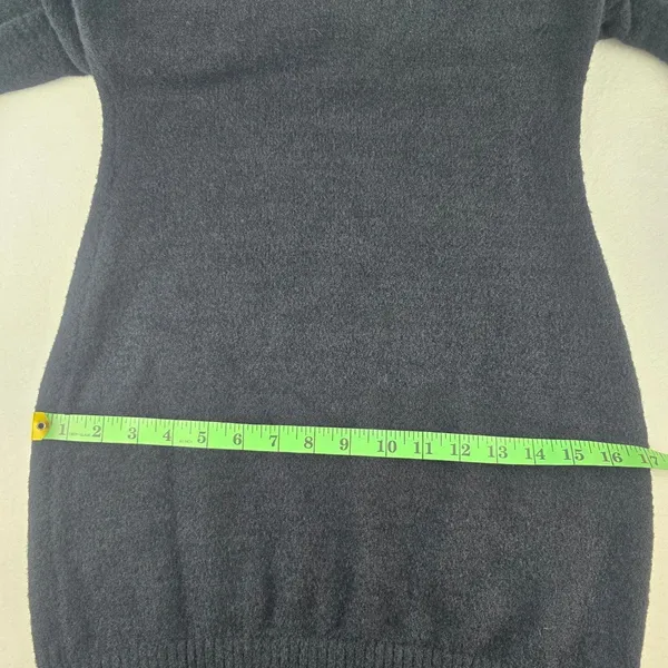 Anthropologie Daily Practice Black Knit Mini Dress‎ Puff Short Sleeve Tie Back S - Image 11