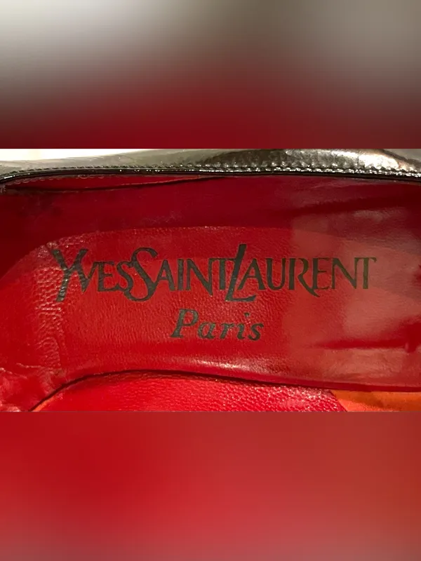 Yves Saint Laurent Women’s Size 5 Vintage YSL Black Patent Leather Pumps Heels - Image 9