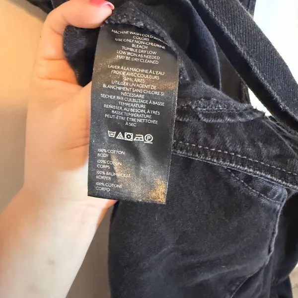 We the Free Black Denim Wide Leg Overall Bibs Womens S Utility Grunge Streetwear - Image 7