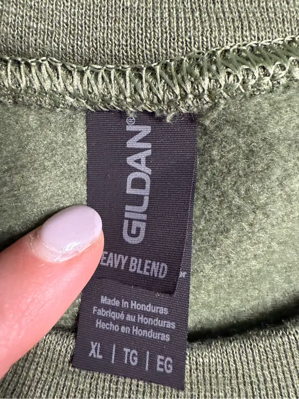 Gildan Military Green Sweatshirt with Pink Lip Camo Graphic - Image 2