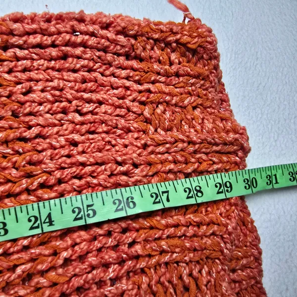 Free People Chunky‎ Knit Tunic Sweater Orange Red Marled V-Neck Oversized Small - Image 8