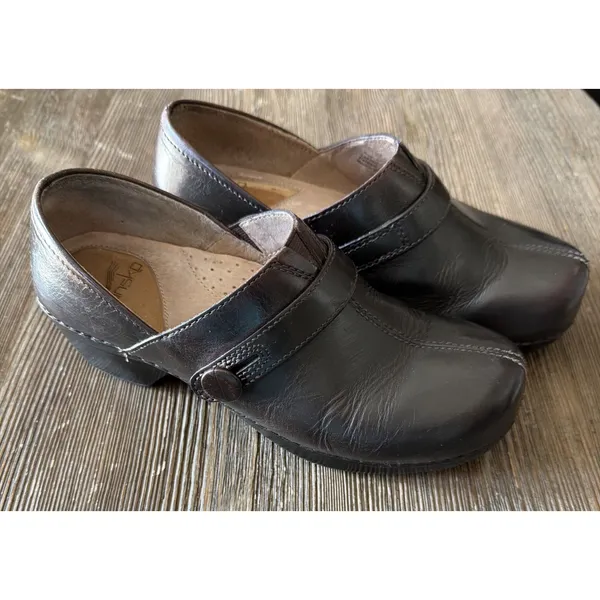 Dansko Solstice Leather Clogs Womens Size 37 Brown Nursing Mule Leather Shoe 6.5 - Image 2
