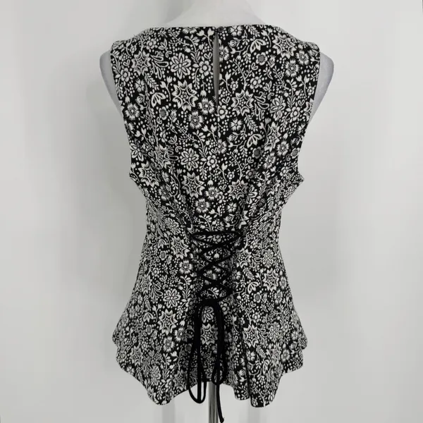 Anthropologie Vanessa‎ Virginia Top Large Black Floral Corset Back Cottagecore - Image 6