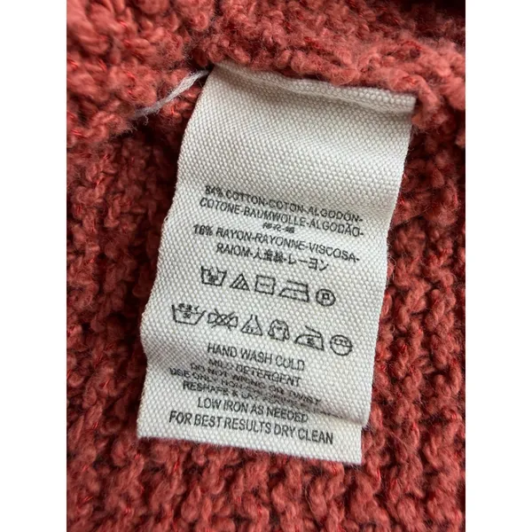Free People Terracotta Rust Orange Popcorn Knit Open Front Cardigan Sweater XS - Image 8