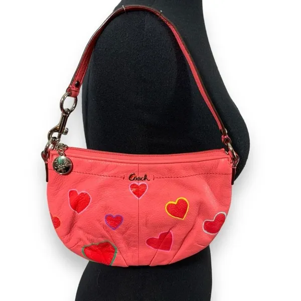 Coach Hand Painted Hearts Pink Shoulder Bag - Image 3