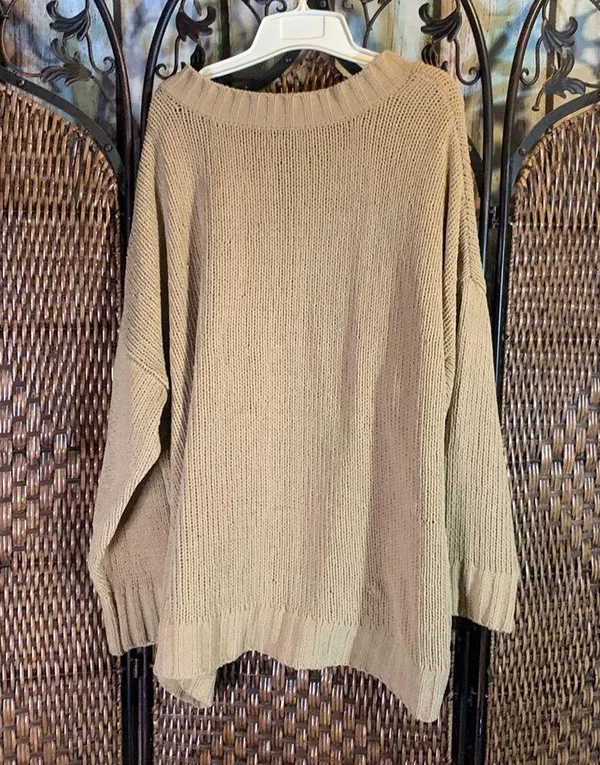 Aerie Tan Oversized Knit Sweater Size L - Image 6