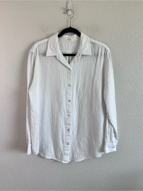 Wilfred Free Artizia Sail Shirt Button Up Shirt Lightweight Cotton Gauze White - Image 2