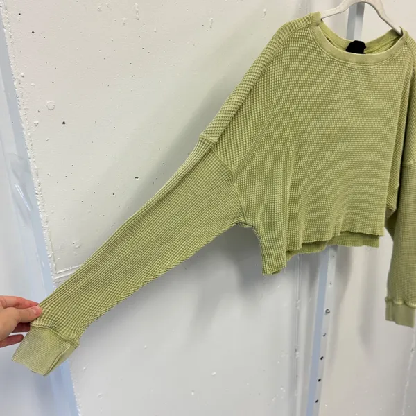 Out From Under Urban Outfitters Waffle Knit Cropped Thermal Top Sweatshirt Med - Image 4