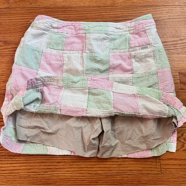 Izod Golf Plaid White Pink Green Seersucker Women's size 6 Skort Skirt - Image 5