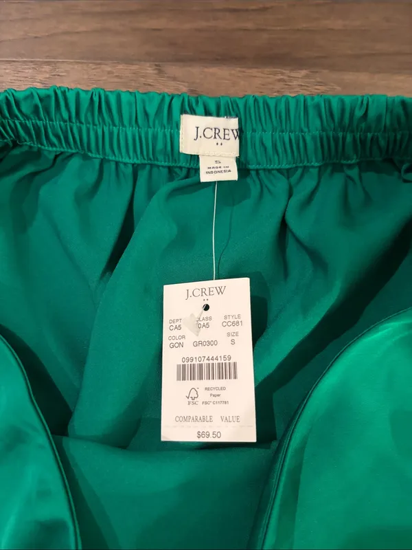 New With Tags JCrew Factory Kelly Green Satin Skirt Sz S - Image 4