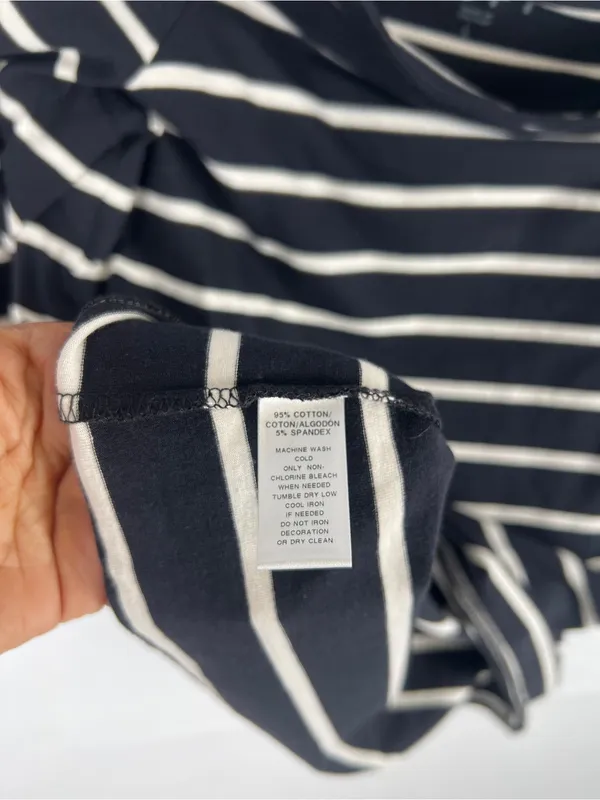 LOFT Navy & White Striped Wide Boatneck‎ Top - Image 7