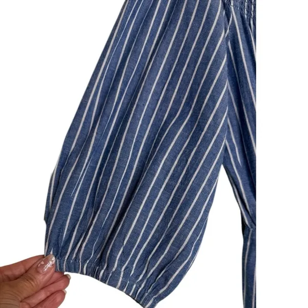 TULAROSA Maida Ruffle Dress in Blue White Stripe Size Small - Image 4