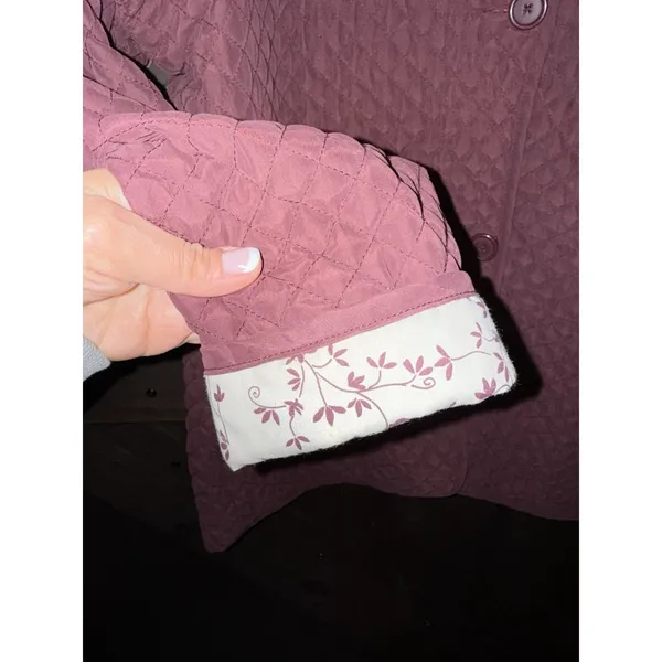 Women's Sz M Medium Quilted‎ Burgundy Jacket Homegrown Fisherman's Button - Image 4