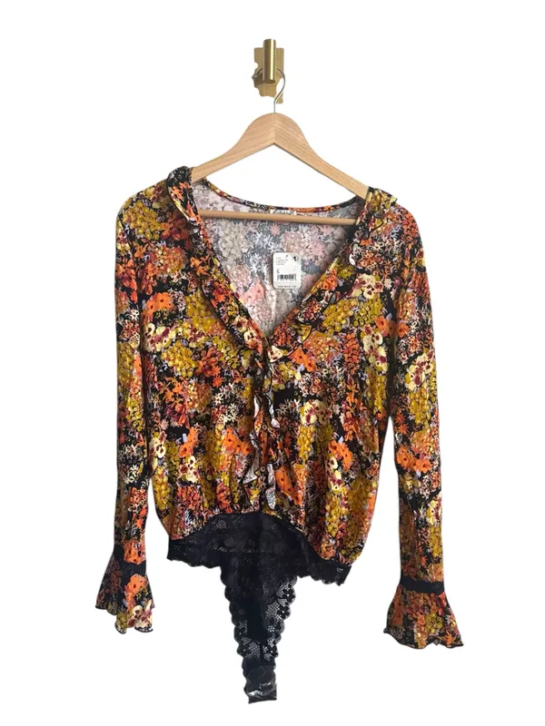 Free People Heat Wave Floral Lace Bodysuit Midnight Combo Size Small NWT - Image 2