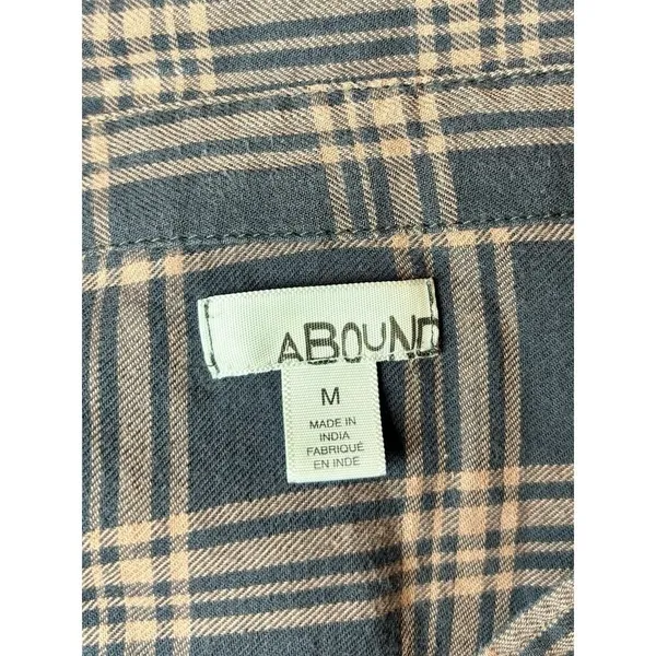 aBound Plaid Button Up Shirt Medium Cotton Long Sleeve Brown Pink - Image 4