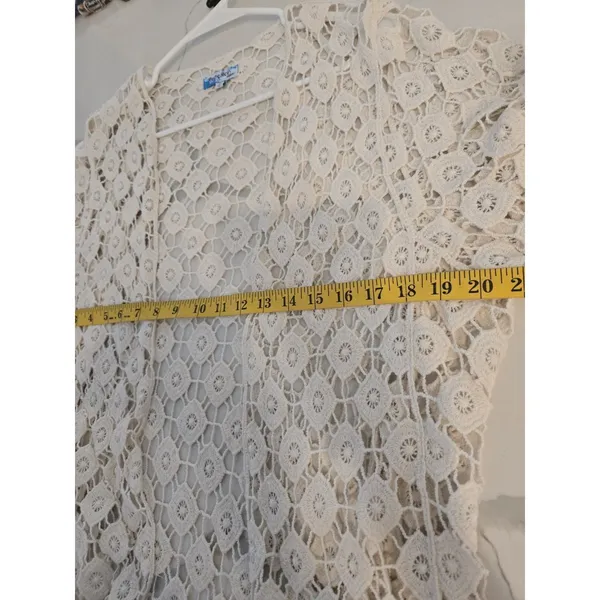 Rebellion Again Crochet Fringe Kimono Duster Cardigan Cream Ivory Women Size S - Image 8