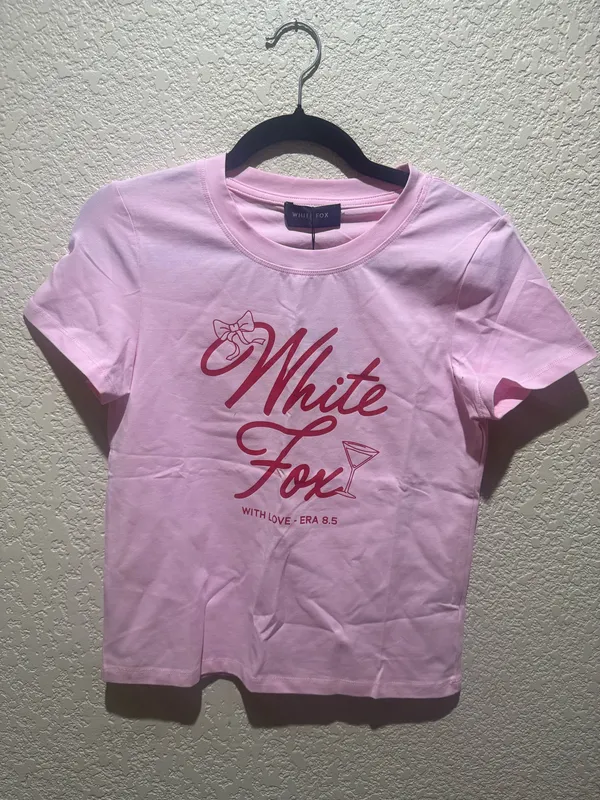 White Fox Relaxed Baby Tee With Love Pink NWT - Image 2
