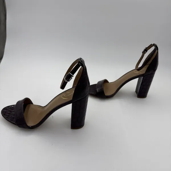 Sam Edelman Womens Yaro Sandal 10.5 Eggplant Leather Chunky Heel Ankle Strap - Image 9