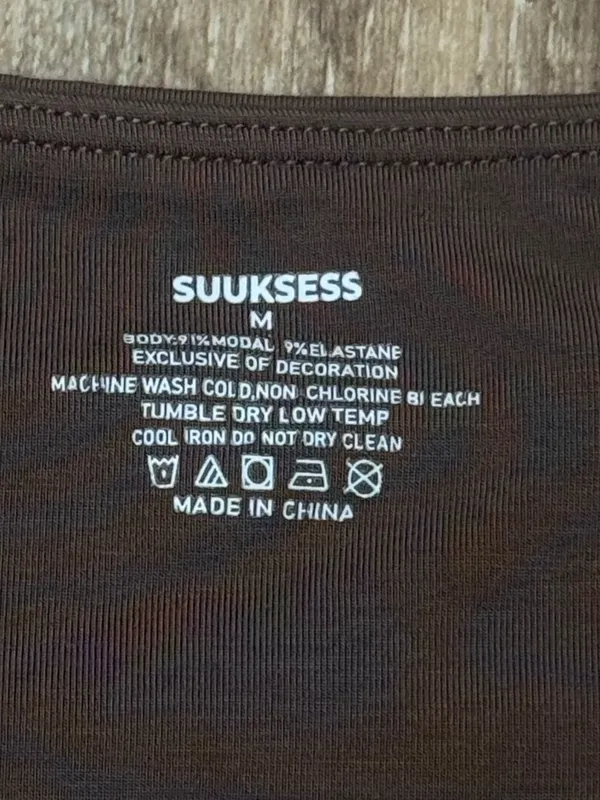 Suuksess Buttery Soft Cowl Neck Tank Top Brown Women’s Medium - Image 3