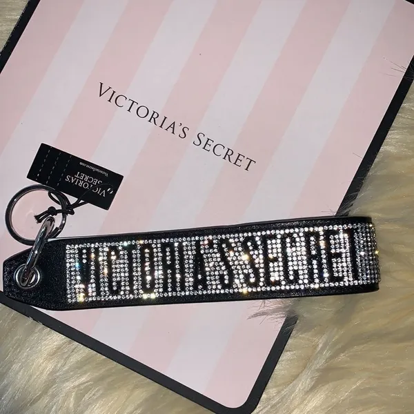 VICTORIA'S SECRET Rhinestone Logo Wristlet Keychain Strap - Image 2