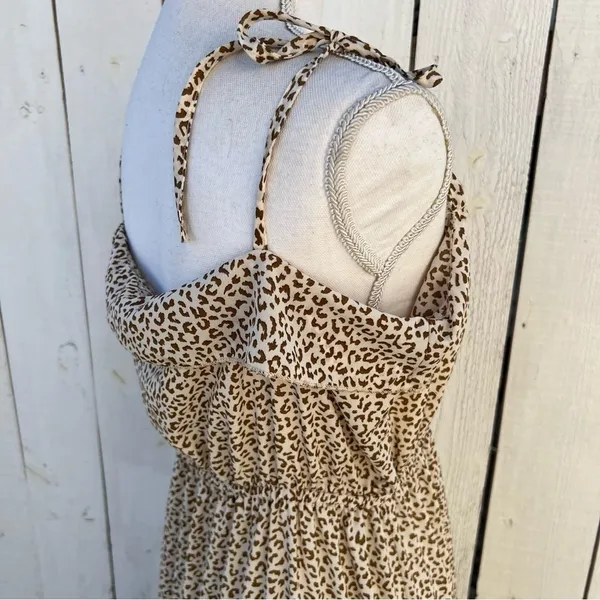 Shein‎ Dress Large Leopard Print Ruffle Tiered Midi Tie Strap Boho - Image 6