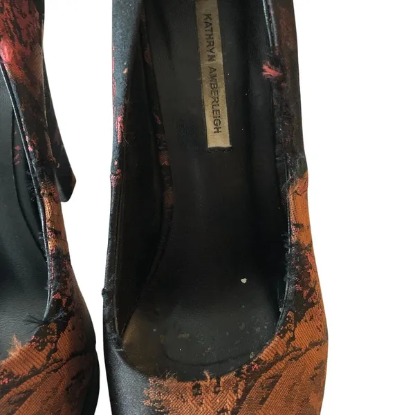 Kathryn Amberleigh Platform Pumps Heels Jacquard Black Brown 6.5 - Image 4