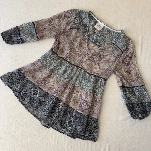 Knox Rose Patchwork‎ Paisley Boho Peplum Blouse XS Cottagecore Top - Image 8