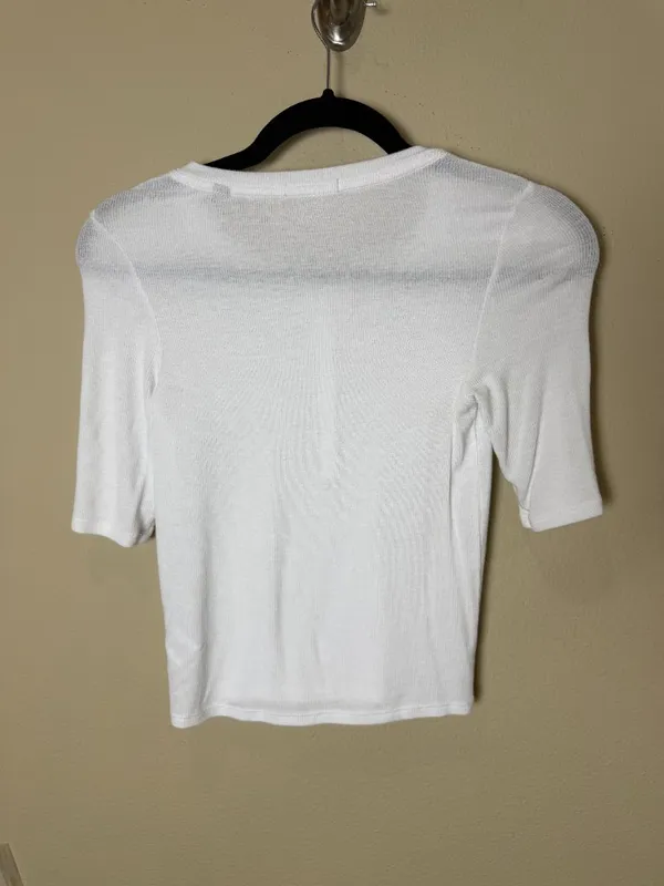 ATM Elbow Sleeve Button Placard Henley Ribbed Lightweight Tee Shirt Top Size XS - Image 5