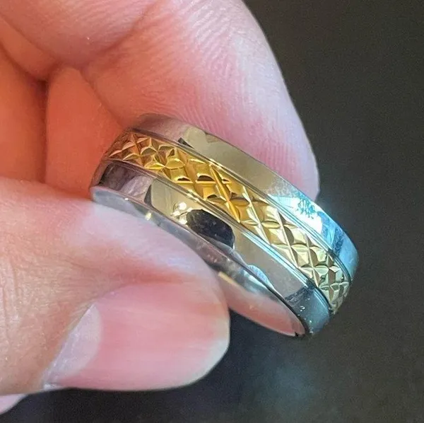 8mm gold center silver men ring - Image 7