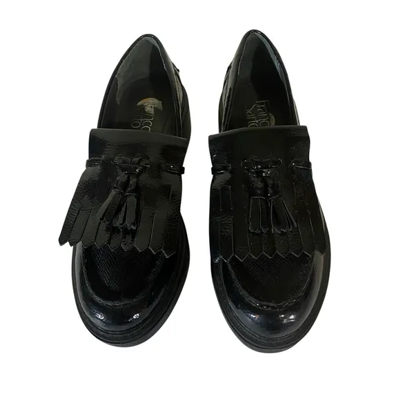 Franco Sarto Womens Kili Purple Patent Loafers Shoes 7 Medium Black Platform‎ - Image 6