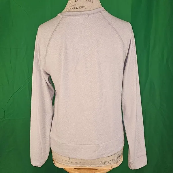 Beyond Yoga Womens Gray Leopard Favorite Raglan Crew‎ Neck Pullover Sweatshirt S - Image 2