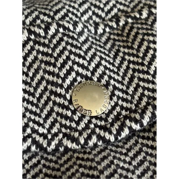 Lauren Ralph Lauren Cardigan Sweater Black White Herringbone - Image 4