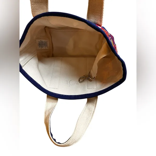 Lands' End Navy W/ Red Paisley Open Top Mini Boat Tote Bag Canvas - Image 6