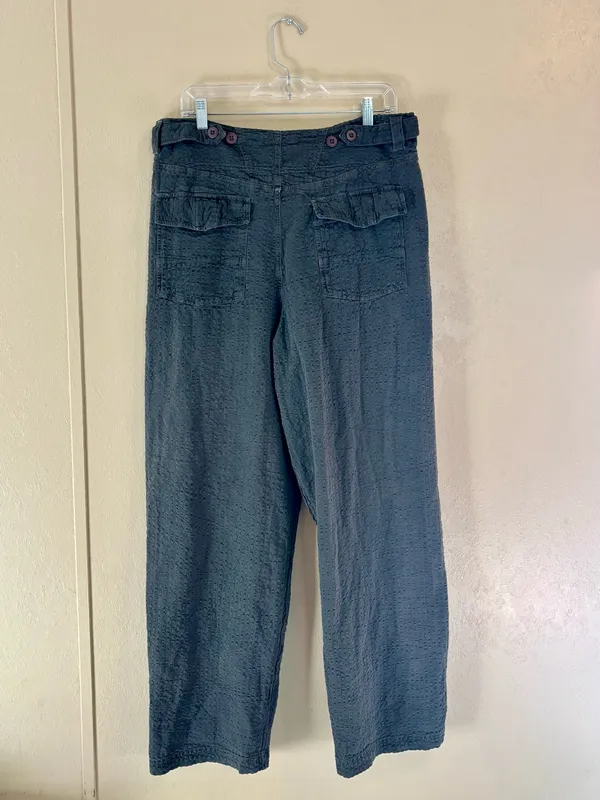 NWOT Free People Thin Line Straight Chino Trousers Cotton Linen Blend sz 10 - Image 2