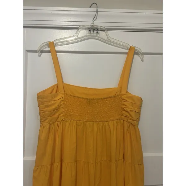 ZARA Women’s Orange Strappy Poplin Ruffle Dress Size XL Sundress Summer Cottage - Image 4