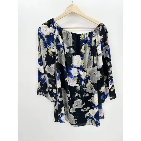 Buddy Love Women Small‎ Floral Rose Watercolor Off Shoulder Dress Bell Sleeve - Image 2
