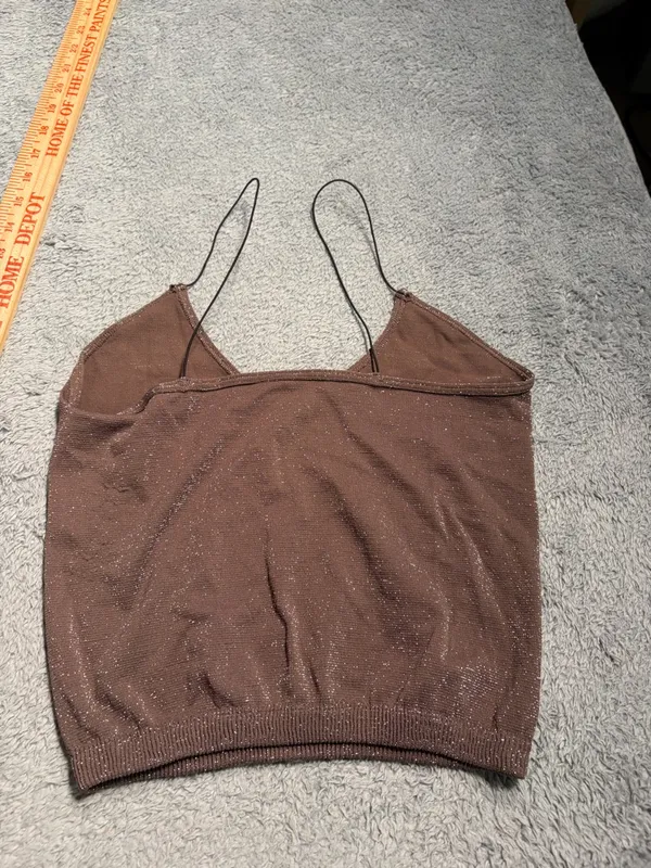 Free people intimately Spaghetti Strap Sparkle Crop Top in Brown M/L - Image 9