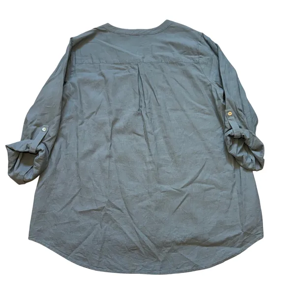 Soft Surroundings Embroidered Linen Blend Tunic Top Blue V-Neck‎ Plus Size 1X - Image 8