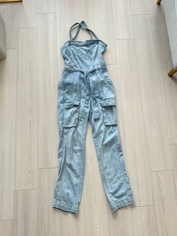 Free People Go West Utility Denim Jumpsuit - Image 2