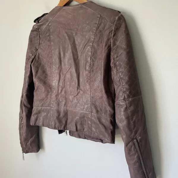 J2 by JouJou Vintage y2k 2000's Moto Jacket Brown Cropped Faux Leather Size XS - Image 6