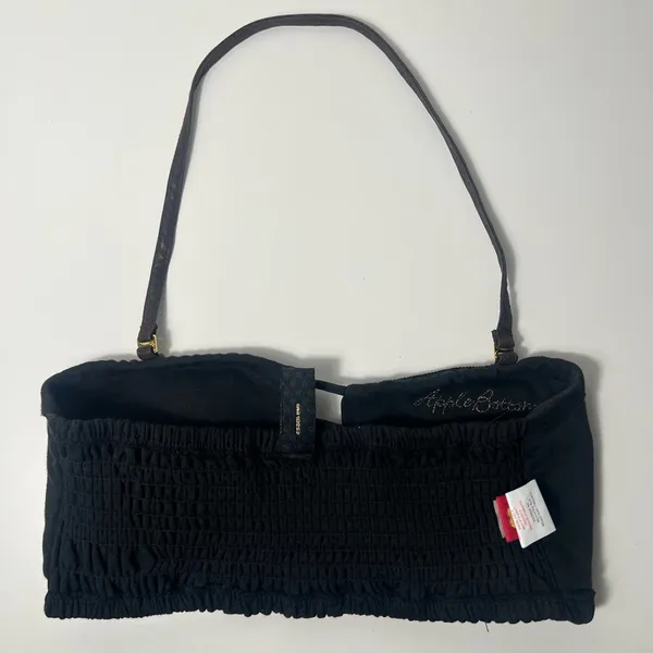 Apple Bottoms Y2K Black Ribbed Knit Bandeau Cutout Halter Crop Top Tube Top - Image 5