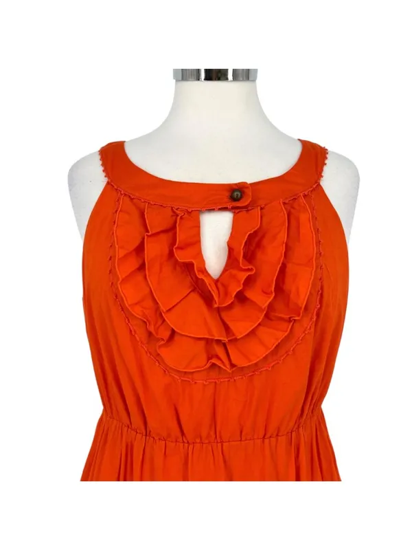 Maeve Anthropologie Y2K Terrasina Tiered Ruffle Mini Dress Orange Size XS - Image 2